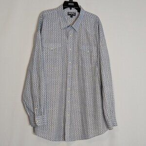 PANHANDLE Blue Floral Long Sleeve Pearl Snap Western Shirt; Men's Size XXL